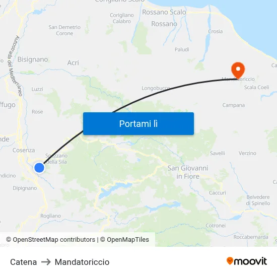Catena to Mandatoriccio map