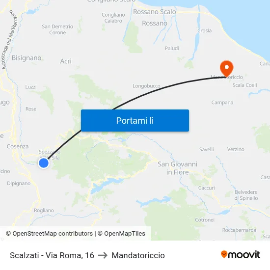 Scalzati - Via Roma, 16 to Mandatoriccio map