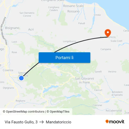 Via Fausto Gullo, 3 to Mandatoriccio map