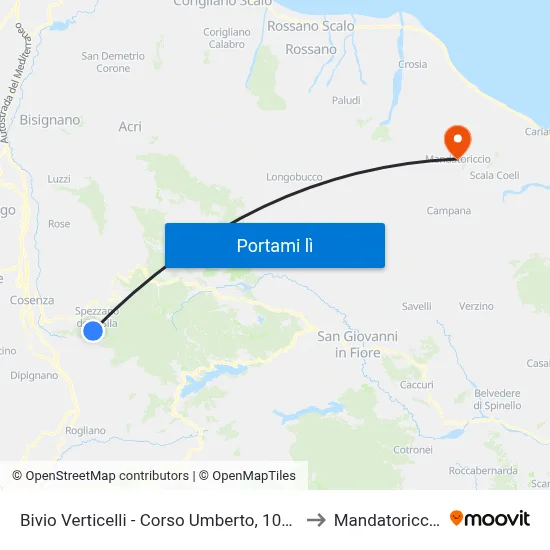 Bivio Verticelli - Corso Umberto, 102d to Mandatoriccio map