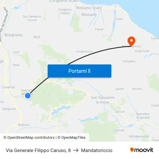 Via Generale Filippo Caruso, 8 to Mandatoriccio map