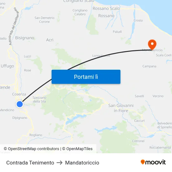 Contrada Tenimento to Mandatoriccio map