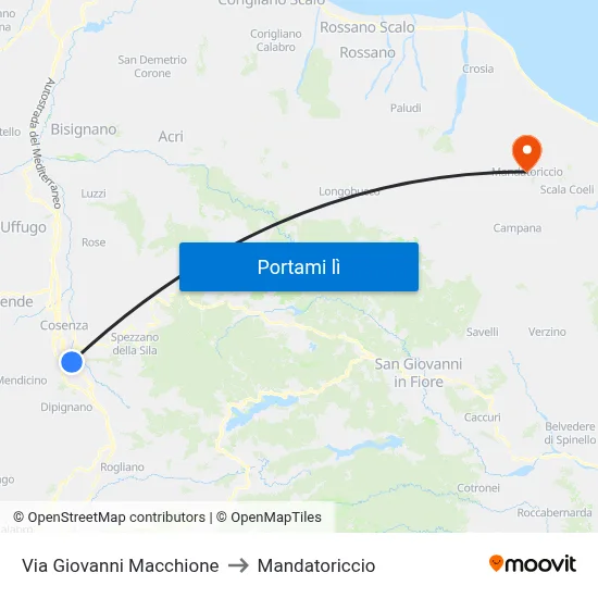 Via Giovanni Macchione to Mandatoriccio map