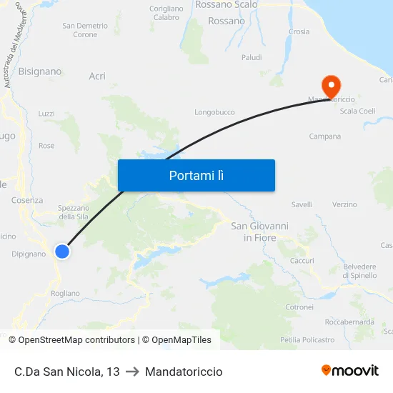 C.Da San Nicola, 13 to Mandatoriccio map