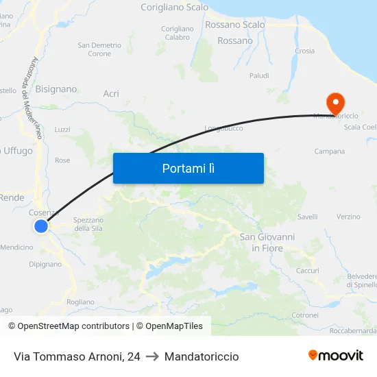 Via Tommaso Arnoni, 24 to Mandatoriccio map