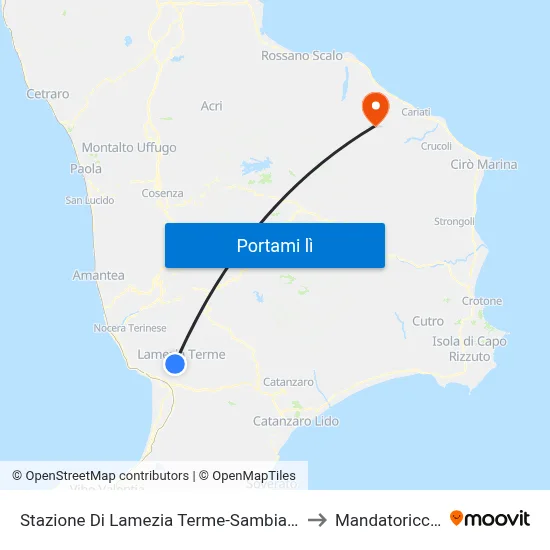 Stazione Di Lamezia Terme-Sambiase to Mandatoriccio map