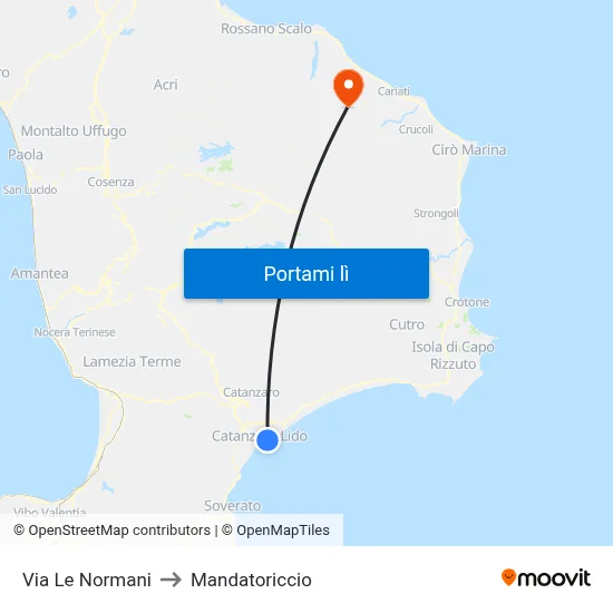 Via Le Normani to Mandatoriccio map