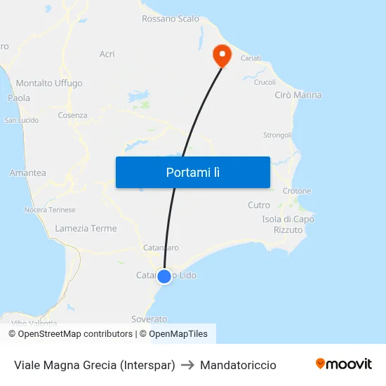 Viale Magna Grecia (Interspar) to Mandatoriccio map