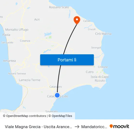 Viale Magna Grecia - Uscita Aranceto to Mandatoriccio map