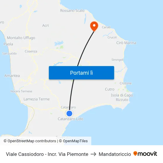 Viale Cassiodoro - Incr. Via Piemonte to Mandatoriccio map