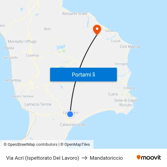 Via Acri (Ispettorato Del Lavoro) to Mandatoriccio map