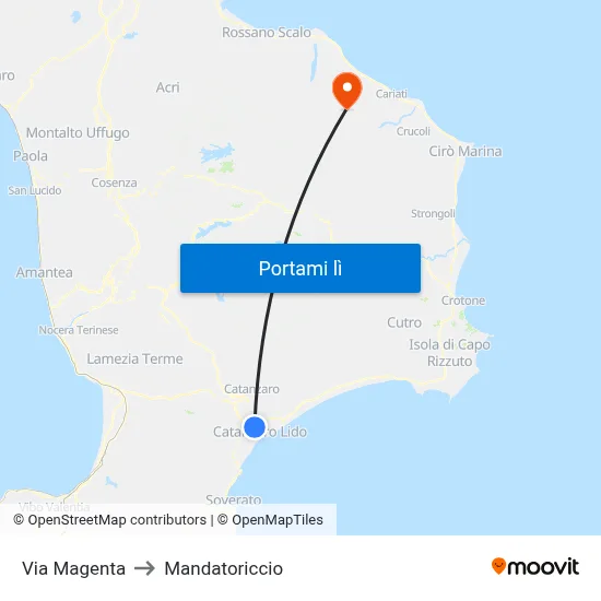 Via Magenta to Mandatoriccio map