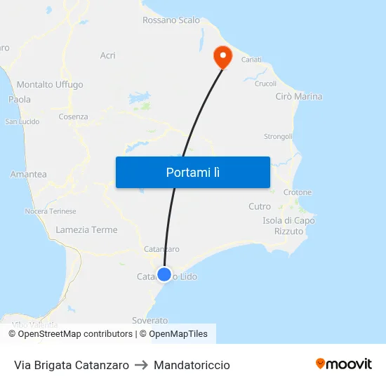 Via Brigata Catanzaro to Mandatoriccio map