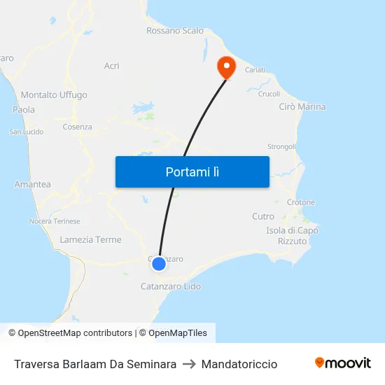 Traversa Barlaam Da Seminara to Mandatoriccio map