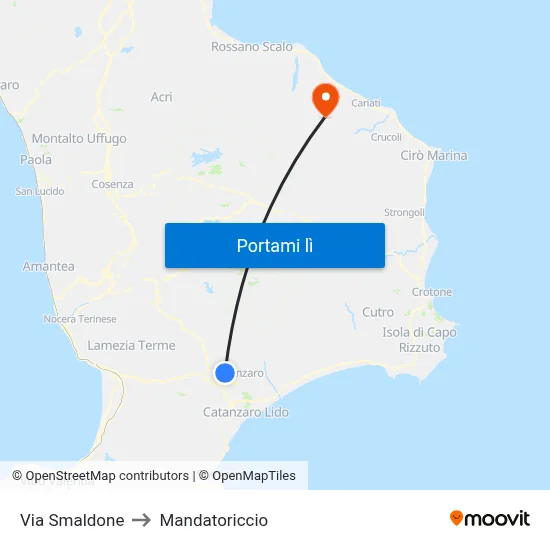 Via Smaldone to Mandatoriccio map