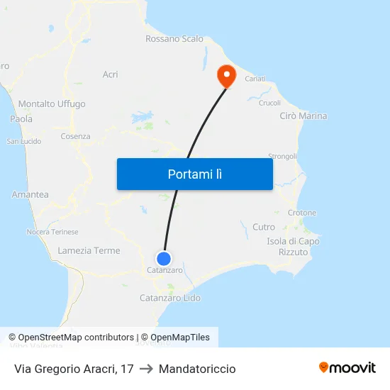 Via Gregorio Aracri, 17 to Mandatoriccio map