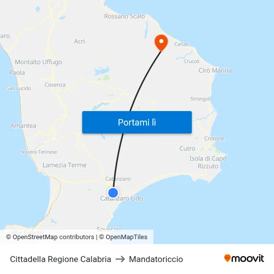 Cittadella Regione Calabria to Mandatoriccio map