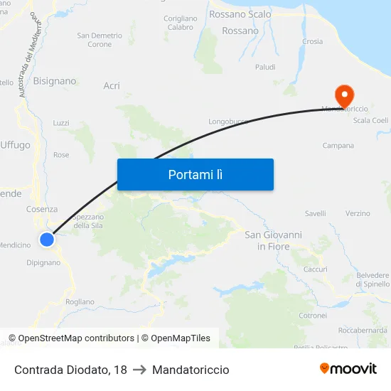 Contrada Diodato, 18 to Mandatoriccio map