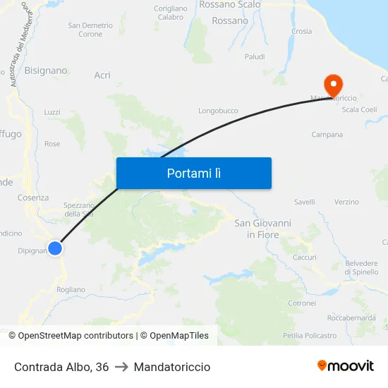 Contrada Albo, 36 to Mandatoriccio map