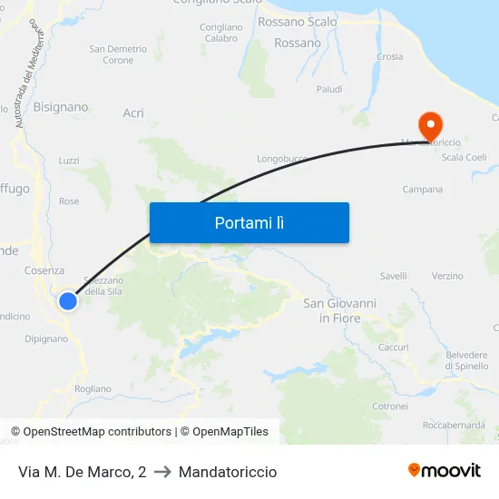 Via M. De Marco, 2 to Mandatoriccio map