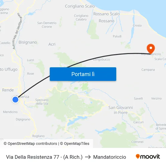 Via Della Resistenza 77 - (A Rich.) to Mandatoriccio map