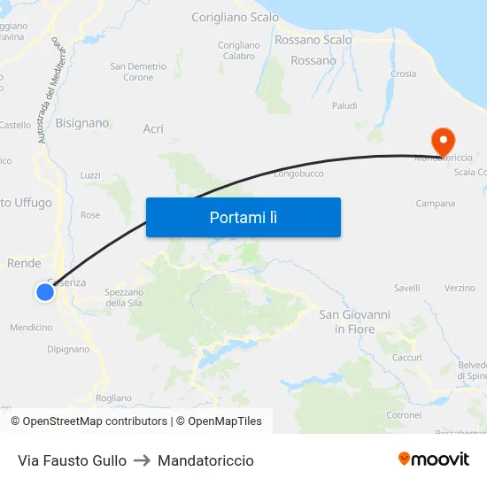 Via Fausto Gullo to Mandatoriccio map