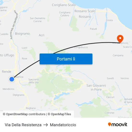Via Della Resistenza to Mandatoriccio map