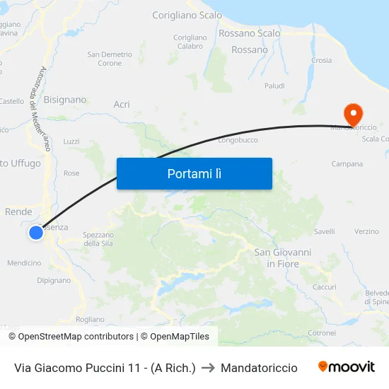 Via Giacomo Puccini 11 - (A Rich.) to Mandatoriccio map