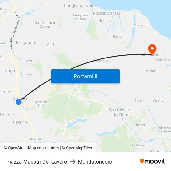 Piazza Maestri Del Lavoro to Mandatoriccio map