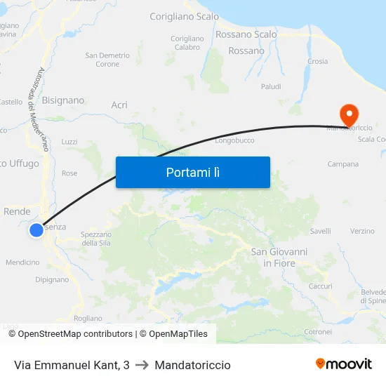 Via Emmanuel Kant, 3 to Mandatoriccio map