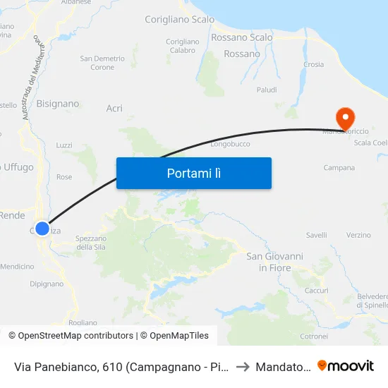 Via Panebianco, 610 (Campagnano - Piscina Comunale) to Mandatoriccio map