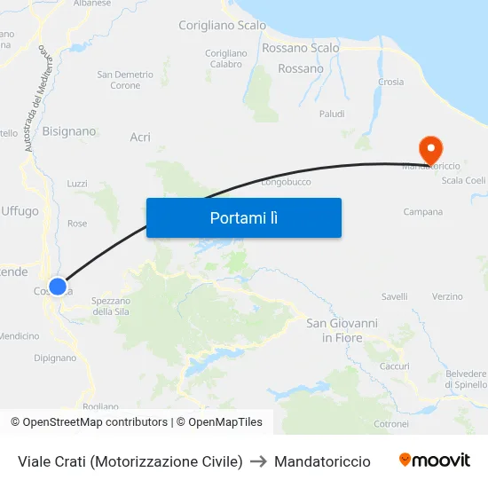 Viale Crati (Motorizzazione Civile) to Mandatoriccio map