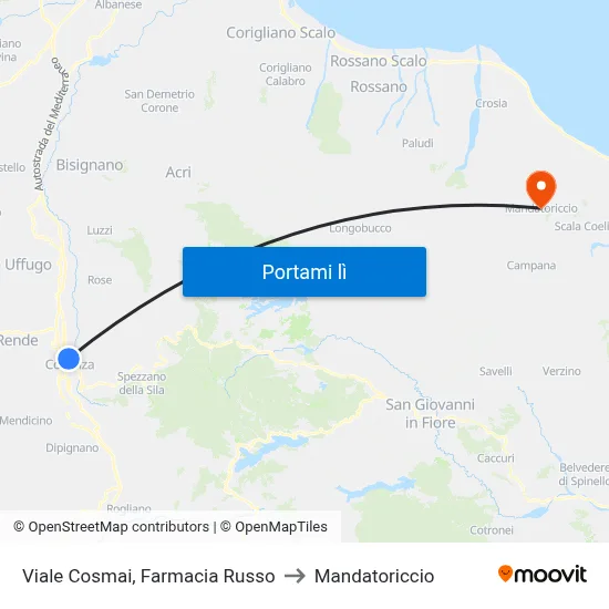 Viale Cosmai, Farmacia Russo to Mandatoriccio map