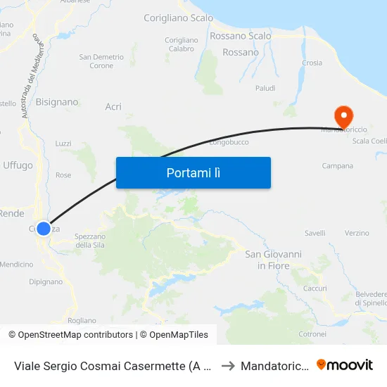 Viale Sergio Cosmai Casermette (A Rich.) to Mandatoriccio map