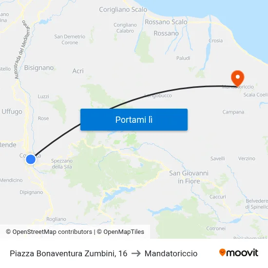 Piazza Bonaventura Zumbini, 16 to Mandatoriccio map