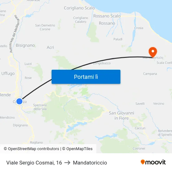 Viale Sergio Cosmai, 16 to Mandatoriccio map