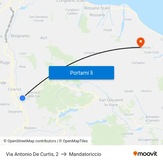 Via Antonio De Curtis, 2 to Mandatoriccio map