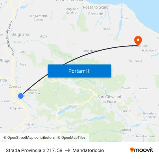Strada Provinciale 217, 58 to Mandatoriccio map