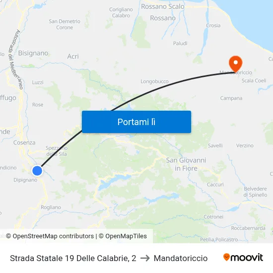 Strada Statale 19 Delle Calabrie, 2 to Mandatoriccio map