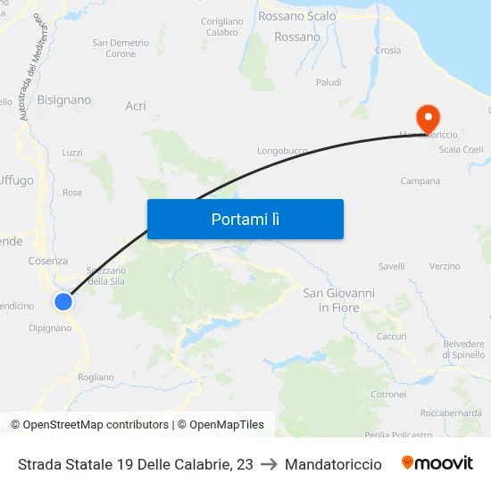 Strada Statale 19 Delle Calabrie, 23 to Mandatoriccio map