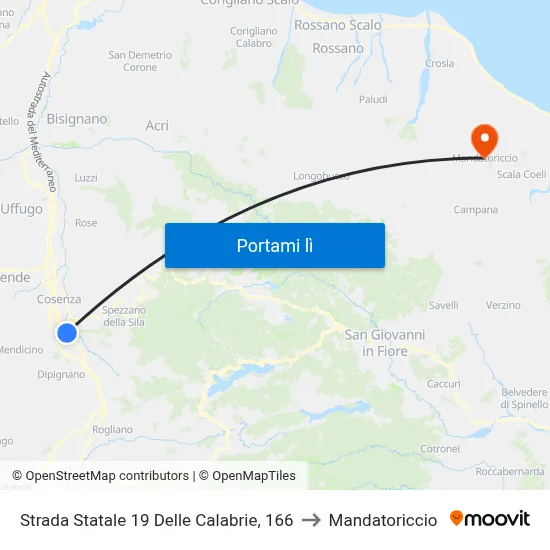 Strada Statale 19 Delle Calabrie, 166 to Mandatoriccio map