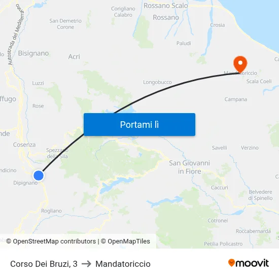 Corso Dei Bruzi, 3 to Mandatoriccio map