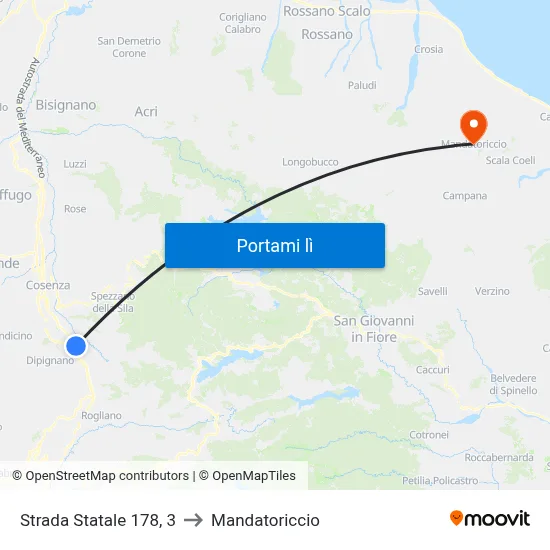 Strada Statale 178, 3 to Mandatoriccio map