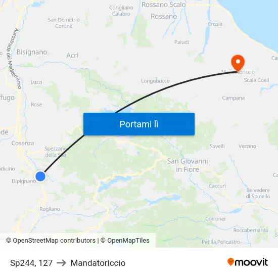 Sp244, 127 to Mandatoriccio map