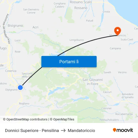 Donnici Superiore - Pensilina to Mandatoriccio map