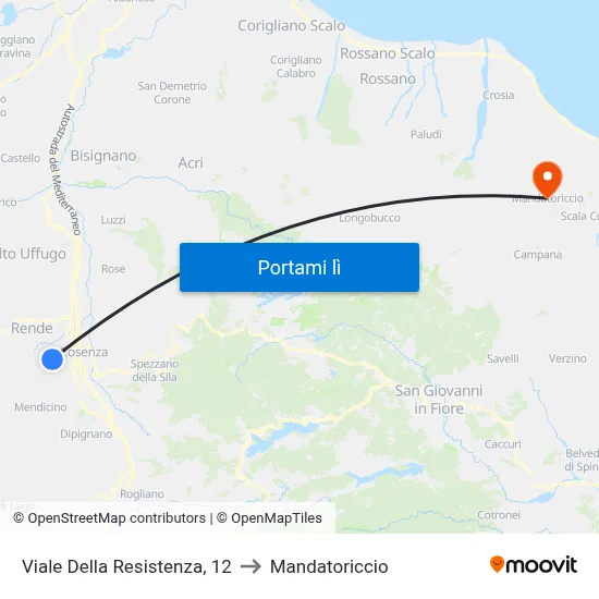 Viale Della Resistenza, 12 to Mandatoriccio map