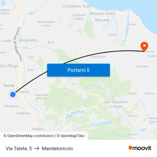 Via Talete, 5 to Mandatoriccio map