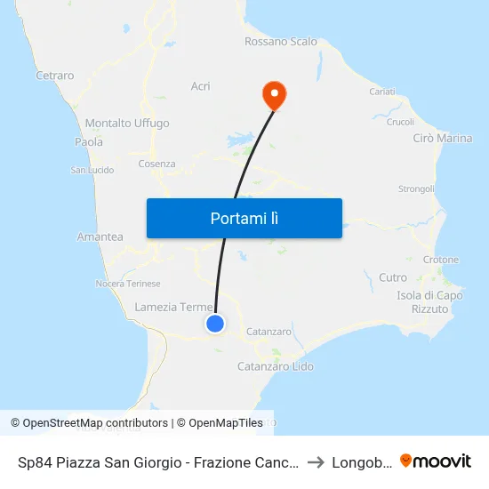 Sp84 Piazza San Giorgio - Frazione Cancello - Serrastretta to Longobucco map
