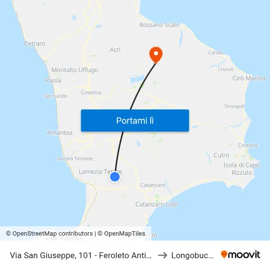 Via San Giuseppe, 101 - Feroleto Antico to Longobucco map