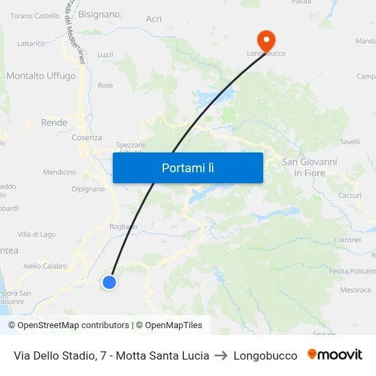 Via Dello Stadio, 7 - Motta Santa Lucia to Longobucco map